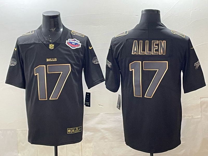 Men 2025 Buffalo Bills #17 Allen black gold  Nike Limited NFL Jersey 02